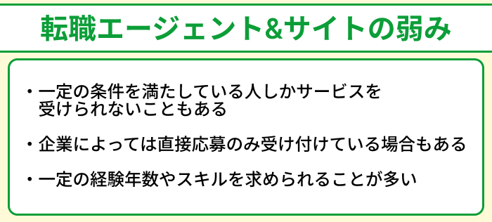 プロジェクトマネージャー向け転職エージェント&サイトの弱みのイラスト